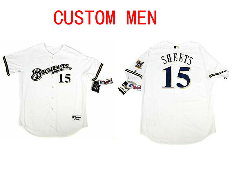 Custom Men 2006 Ben Sheets #15 Milwaukee Brewers Game MLB Jerseys